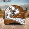 BlueJose Deer Hunting Premium Brown Leather Pattern Personalized Name Cap