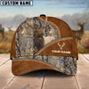 BlueJose Elk Hunting Premium Brown Leather Pattern Personalized Name Cap