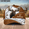 BlueJose Moose Hunting Premium Brown Leather Pattern Personalized Name Cap