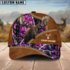 BlueJose Moose Hunting Premium Brown Leather Pattern Personalized Name Cap