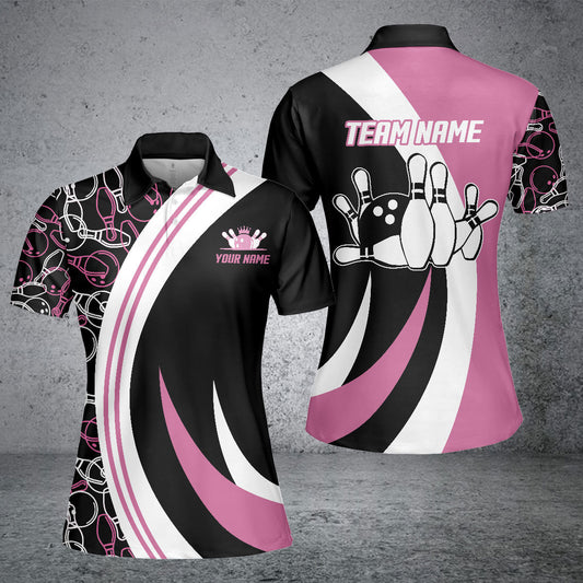 BlueJoses Black&Pink Bowling Seamless Pattern Personalized All Over Printed Shirt For Women