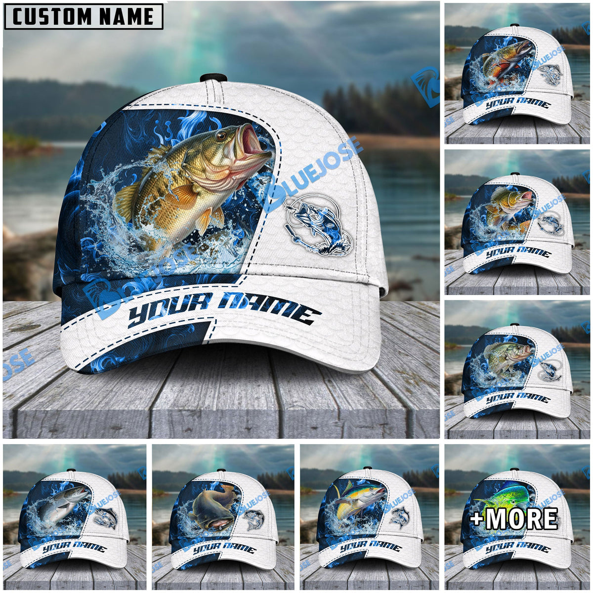 BlueJose Fishing Blue Lava Classic Fin Personalized Cap (11 Breeds)
