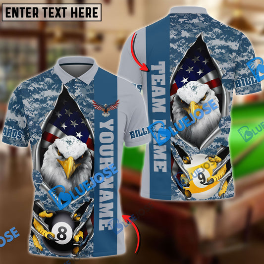 BlueJose Billiards Ball 8 And 9 American Eagle Camo Personalized Shirt (4 Colors)