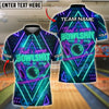 BlueJose Bowling And Pins Bowshit Neon Strike Customized Name, Team Name 3D Shirt (4 Colors)