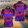 BlueJose Bowling And Pins Bowshit Neon Strike Customized Name, Team Name 3D Shirt (4 Colors)