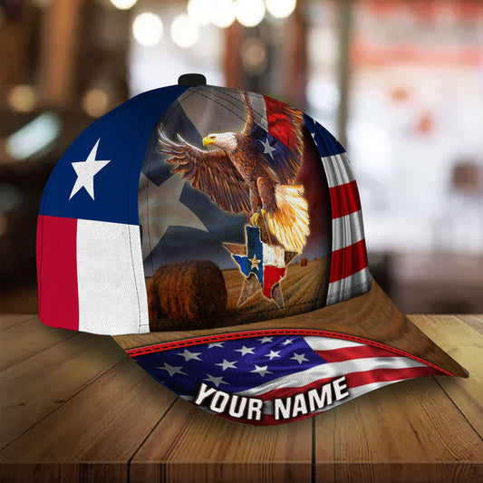 BlueJose Premium Eagle 3D Hat, United State Of Texas Personalized