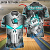 BlueJose Bowling And Pins Punisher Skull Metal Smoke Customized Name, Team Name 3D Shirt (4 Colors)