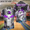 BlueJose Bowling And Pins Punisher Skull Metal Smoke Customized Name, Team Name 3D Shirt (4 Colors)