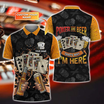 BlueJose Poker And Beer Personalized Name 3D Polo Shirt