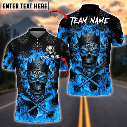 BlueJose Darts Skull Flame King Customized Name, Team Name 3D Shirt (4 Colors)