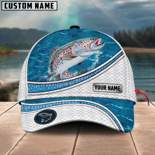 BlueJose Trout Fishing Blue Water Pattern Personalized Cap