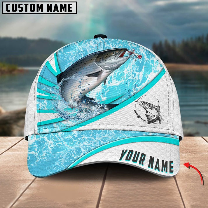 Bluejose Salmon Fishing Water Tornado Personalized Cap