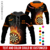 BlueJose Flaming Dartboards Personalized Name, Team Name Hoodie