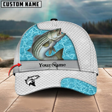 Bluejose Striped Bass Fishing White Blue Water Sport Personalized Cap