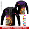 BlueJose Flaming Dartboards Personalized Name, Team Name Hoodie