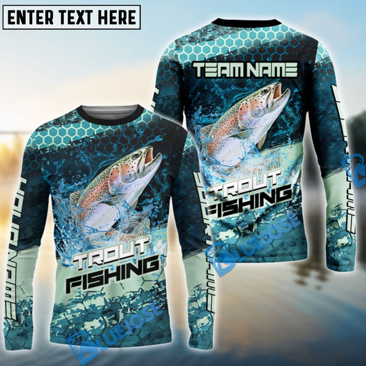 Bluejose Trout Fishing Aqua Strike Custom Name & Team Name 3D Shirts