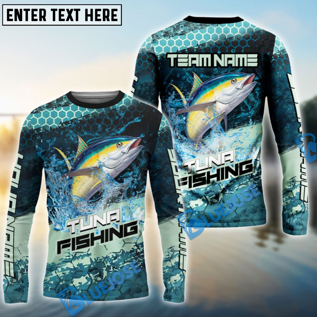 Bluejose Tuna Fishing Aqua Strike Custom Name &amp; Team Name 3D Shirts