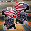 BlueJoses Bowling Us Flag Patriot League Customized Name, Team Name 3D Shirt