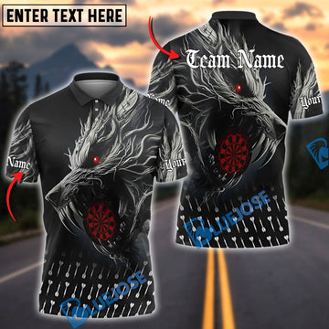 BlueJose Darts Savage Wolf Multicolor Options Personalized Name Shirt (4 Colors)